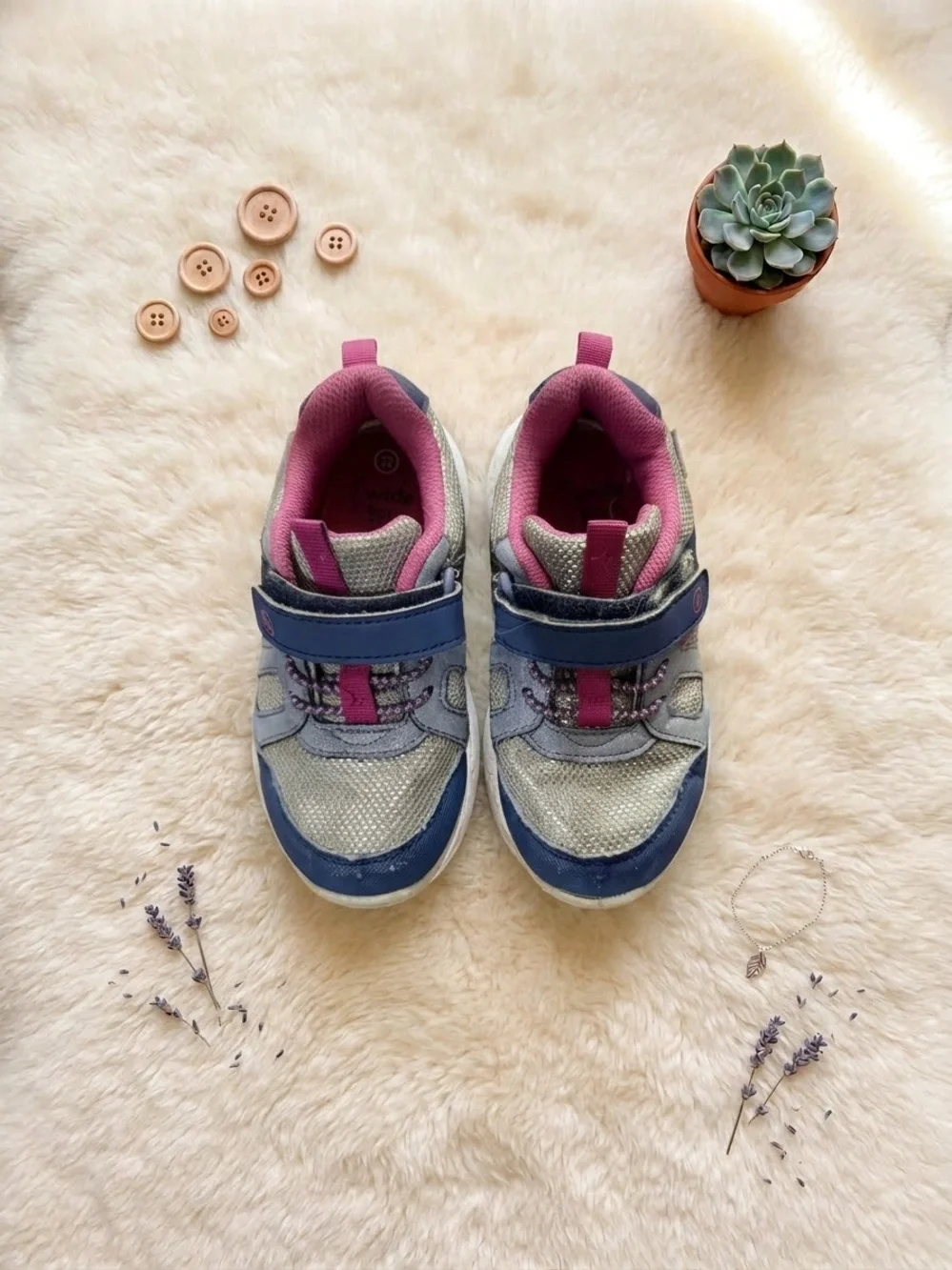 Stride Rite Grey, Blue & Pink Kids Sneakers